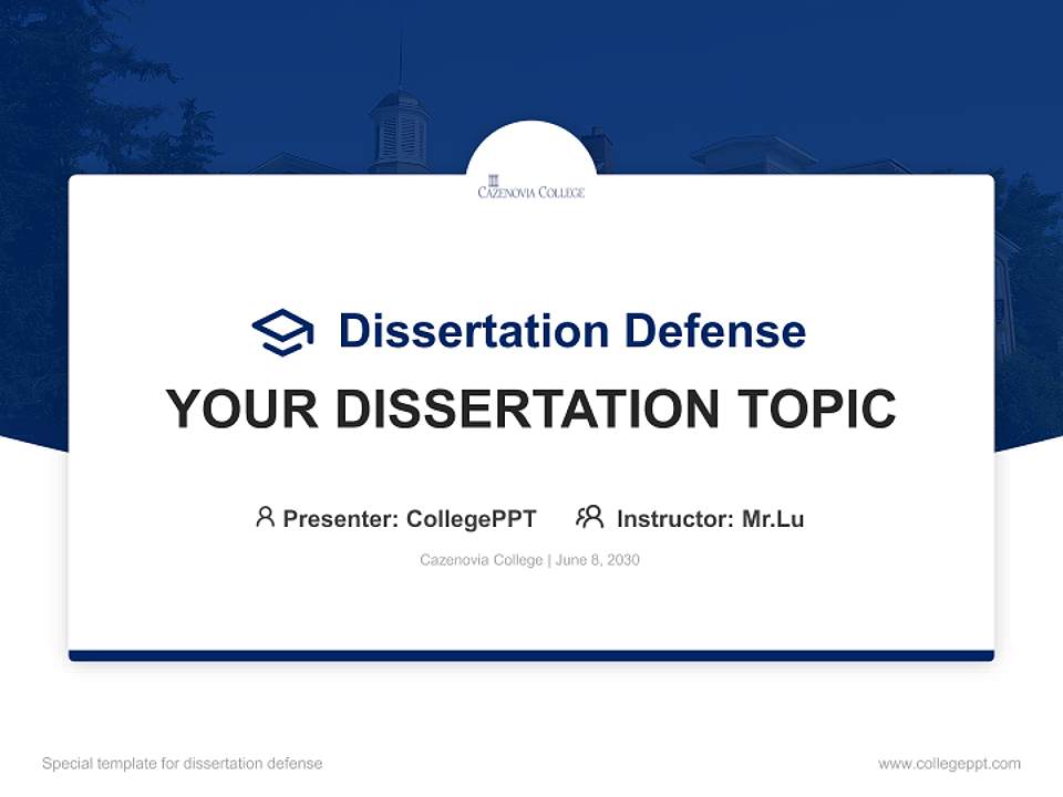 Cazenovia College Graduation Thesis Defense PPT Template4:3 ratio PPT effect preview image7