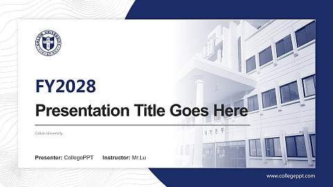 Calvin University Academic Presentation/Research Findings Report PPT Template