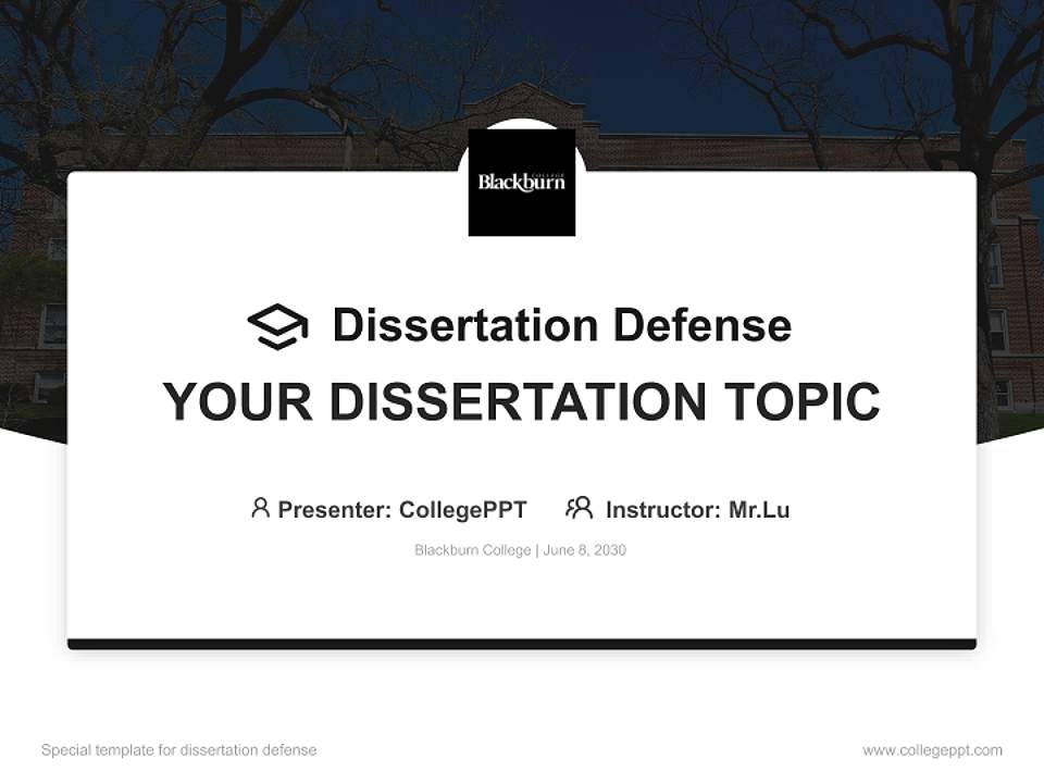 Blackburn College Graduation Thesis Defense PPT Template4:3 ratio PPT effect preview image7