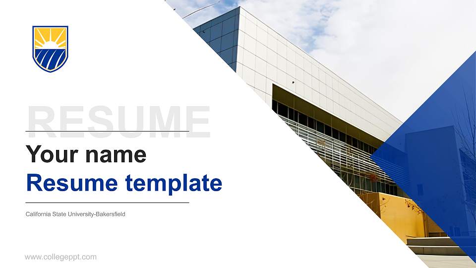 California State University-Bakersfield Resume PPT Template16:9 ratio PPT effect preview image