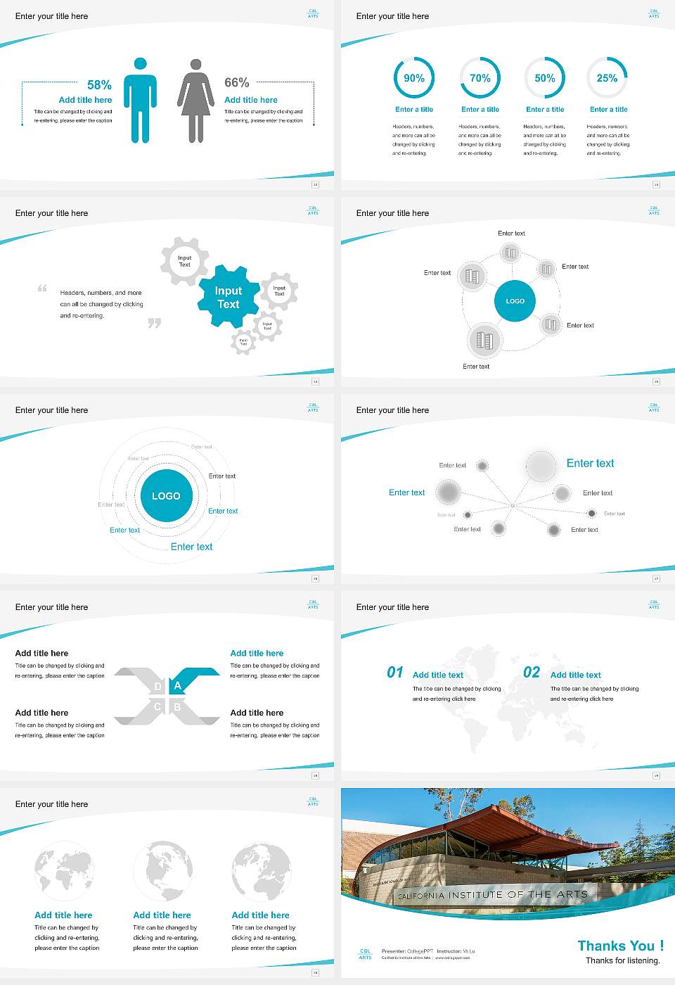 California Institute of the Arts Course/Courseware Creation PPT Template16:9 ratio PPT effect preview image4