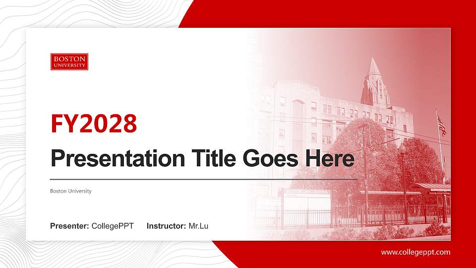 Boston University Academic Presentation/Research Findings Report PPT Template16:9 ratio PPT effect preview image