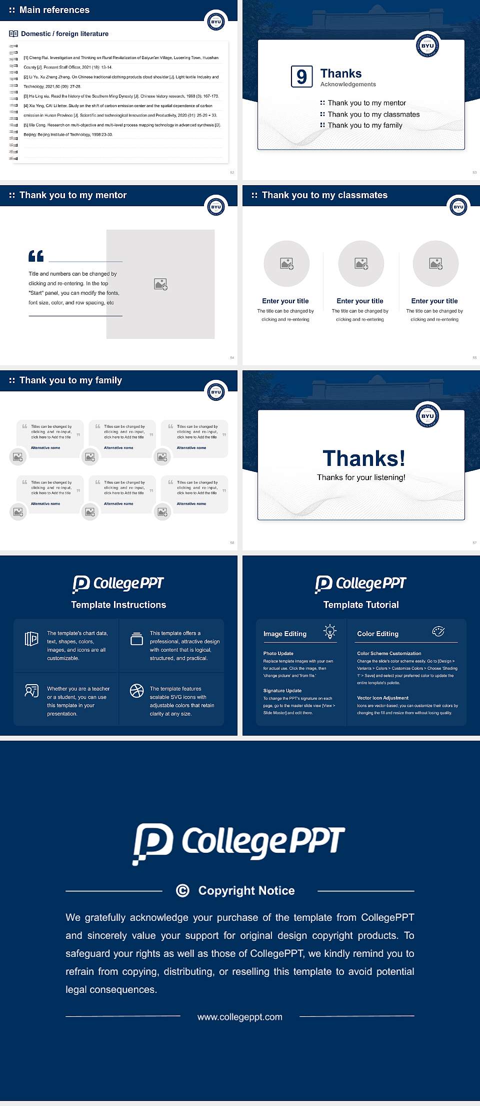 Brigham Young University Graduation Thesis Defense PPT Template4:3 ratio PPT effect preview image7