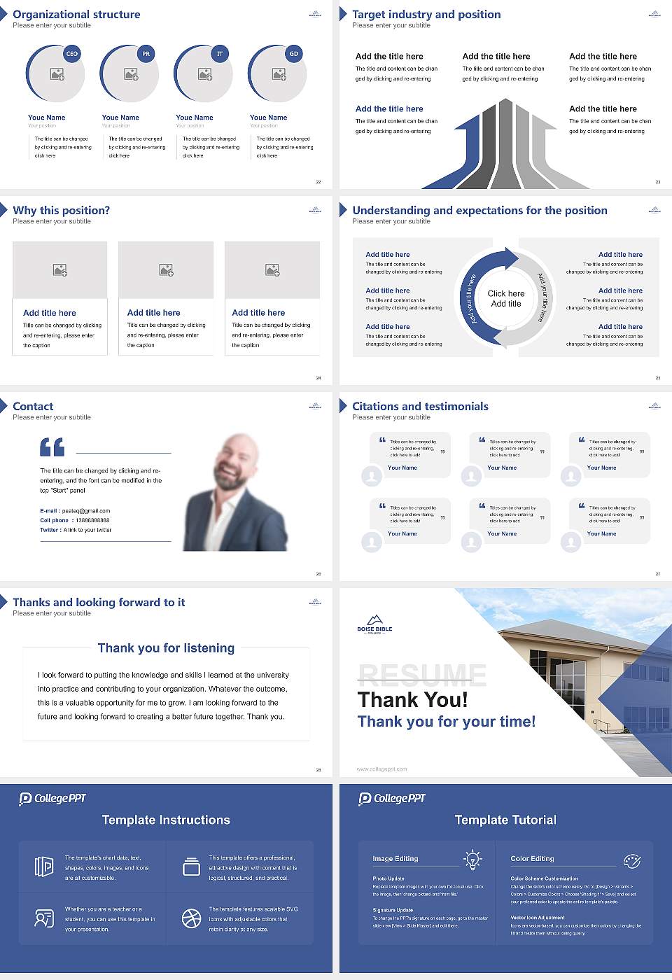Boise Bible College Resume PPT Template16:9 ratio PPT effect preview image4
