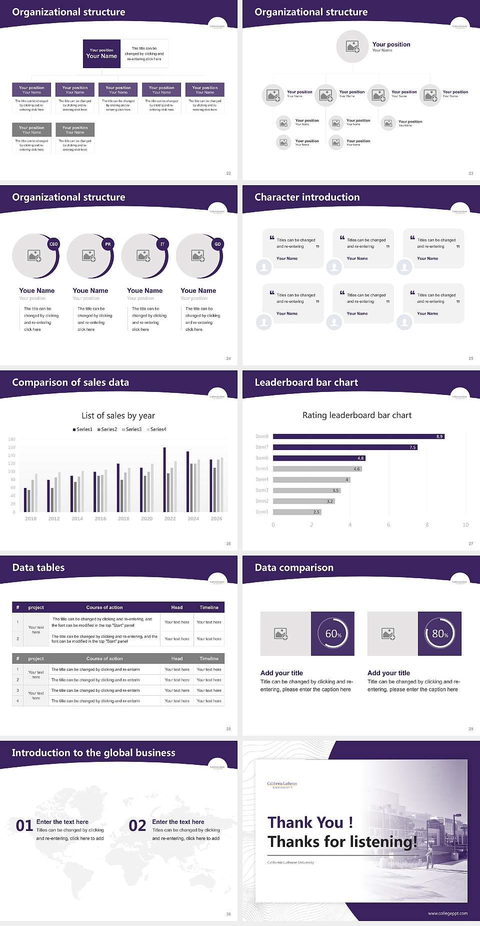 California Lutheran University Academic Presentation/Research Findings Report PPT Template4:3 ratio PPT effect preview image4