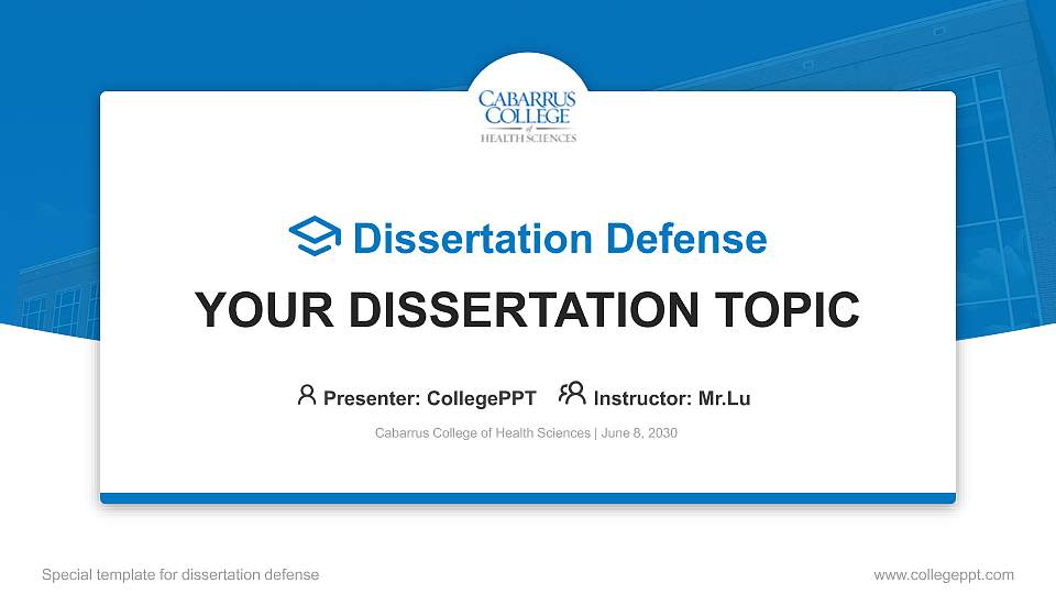 Cabarrus College of Health Sciences Graduation Thesis Defense PPT Template16:9 ratio PPT effect preview image