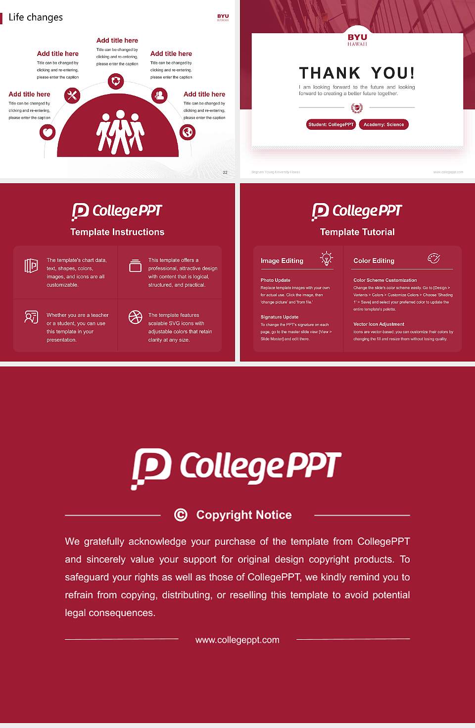 Brigham Young University-Hawaii National Scholarship Defense PPT Template4:3 ratio PPT effect preview image4