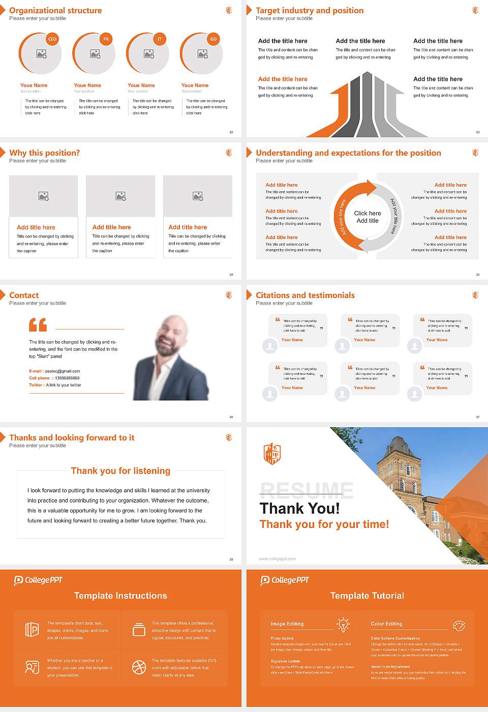 Campbell University Resume PPT Template16:9 ratio PPT effect preview image4
