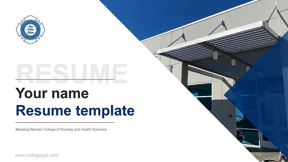 Blessing Rieman College of Nursing and Health Sciences Resume PPT Template16:9 ratio PPT effect preview image