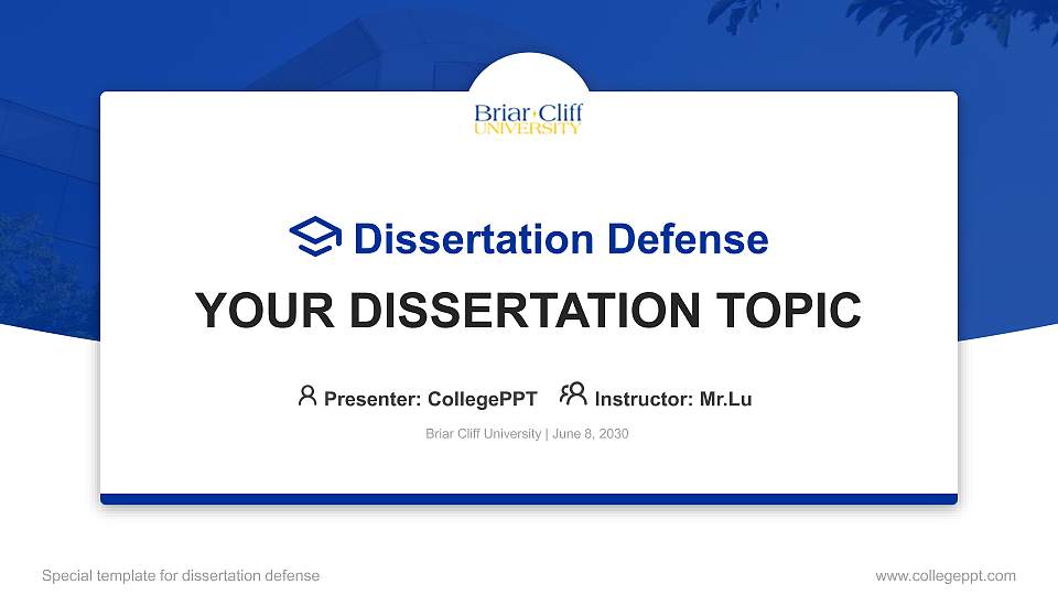 Briar Cliff University Graduation Thesis Defense PPT Template16:9 ratio PPT effect preview image