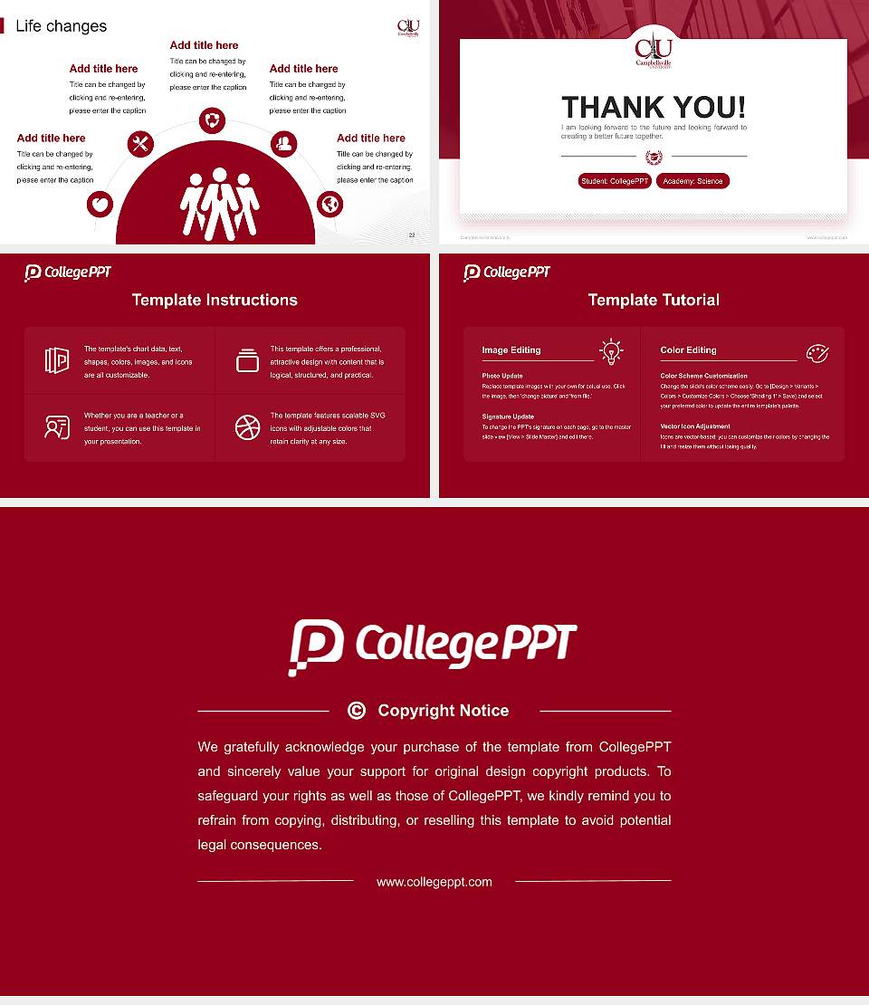 Campbellsville University National Scholarship Defense PPT Template16:9 ratio PPT effect preview image4