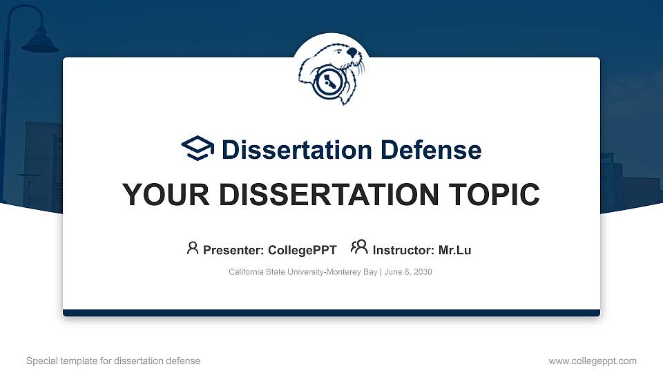 California State University-Monterey Bay Graduation Thesis Defense PPT Template16:9 ratio PPT effect preview image