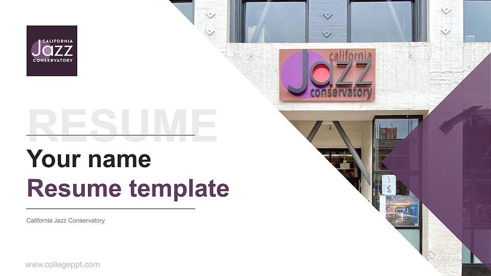 California Jazz Conservatory Resume PPT Template16:9 ratio PPT effect preview image