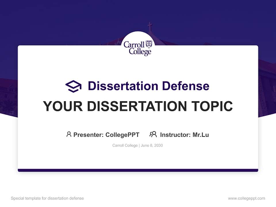Carroll College Graduation Thesis Defense PPT Template4:3 ratio PPT effect preview image7