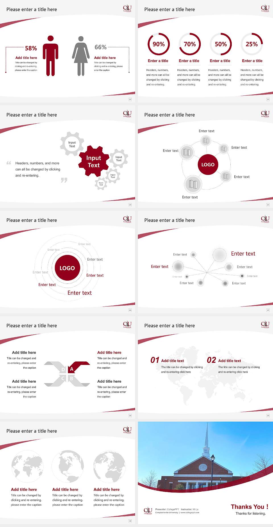 Campbellsville University Course/Courseware Creation PPT Template4:3 ratio PPT effect preview image4