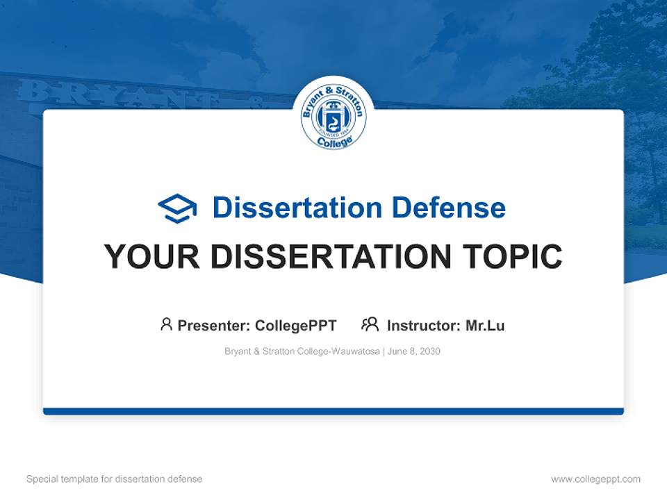 Bryant & Stratton College-Wauwatosa Graduation Thesis Defense PPT Template4:3 ratio PPT effect preview image7