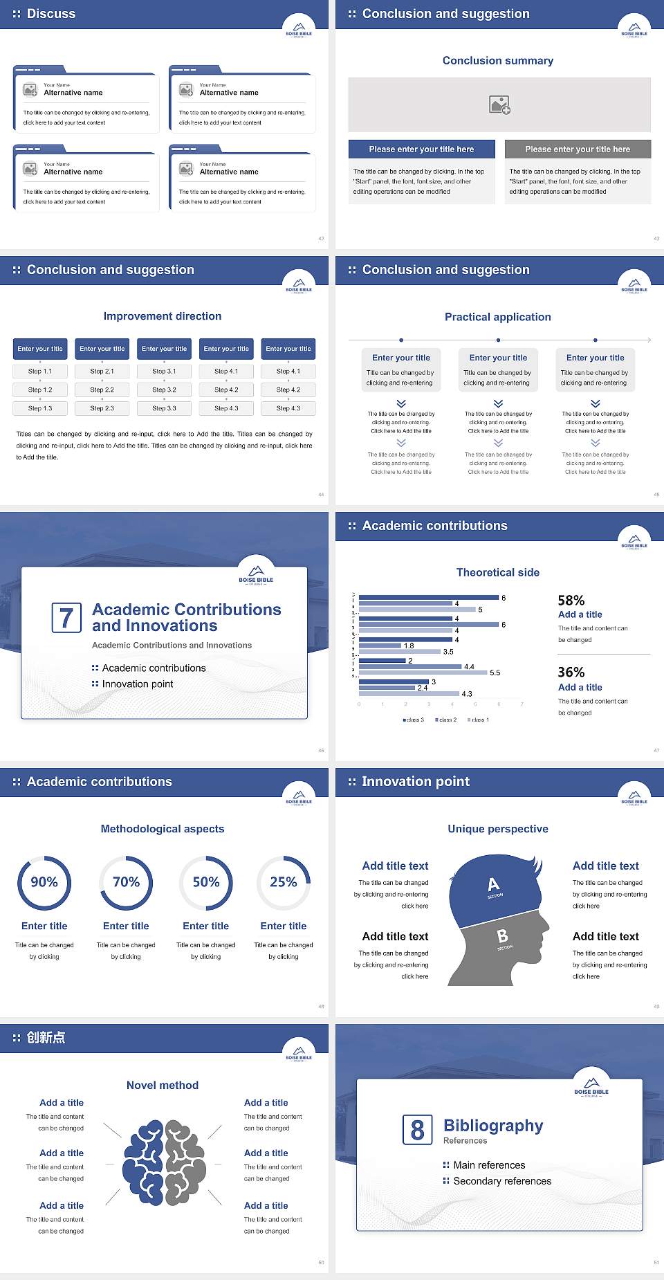 Boise Bible College Graduation Thesis Defense PPT Template4:3 ratio PPT effect preview image6