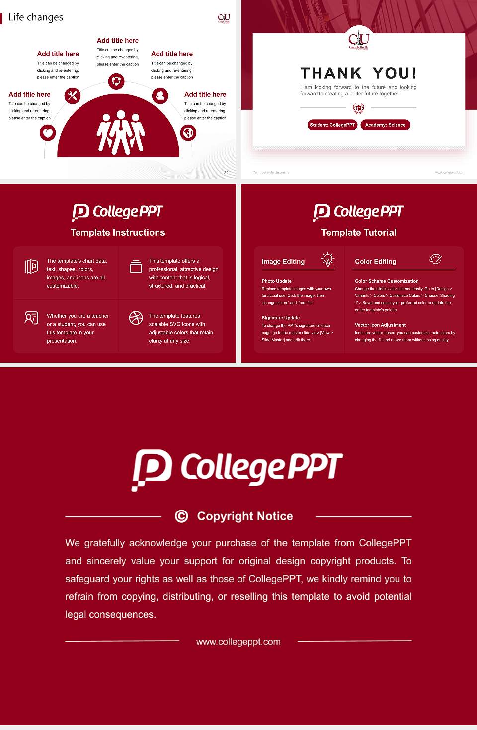 Campbellsville University National Scholarship Defense PPT Template4:3 ratio PPT effect preview image4