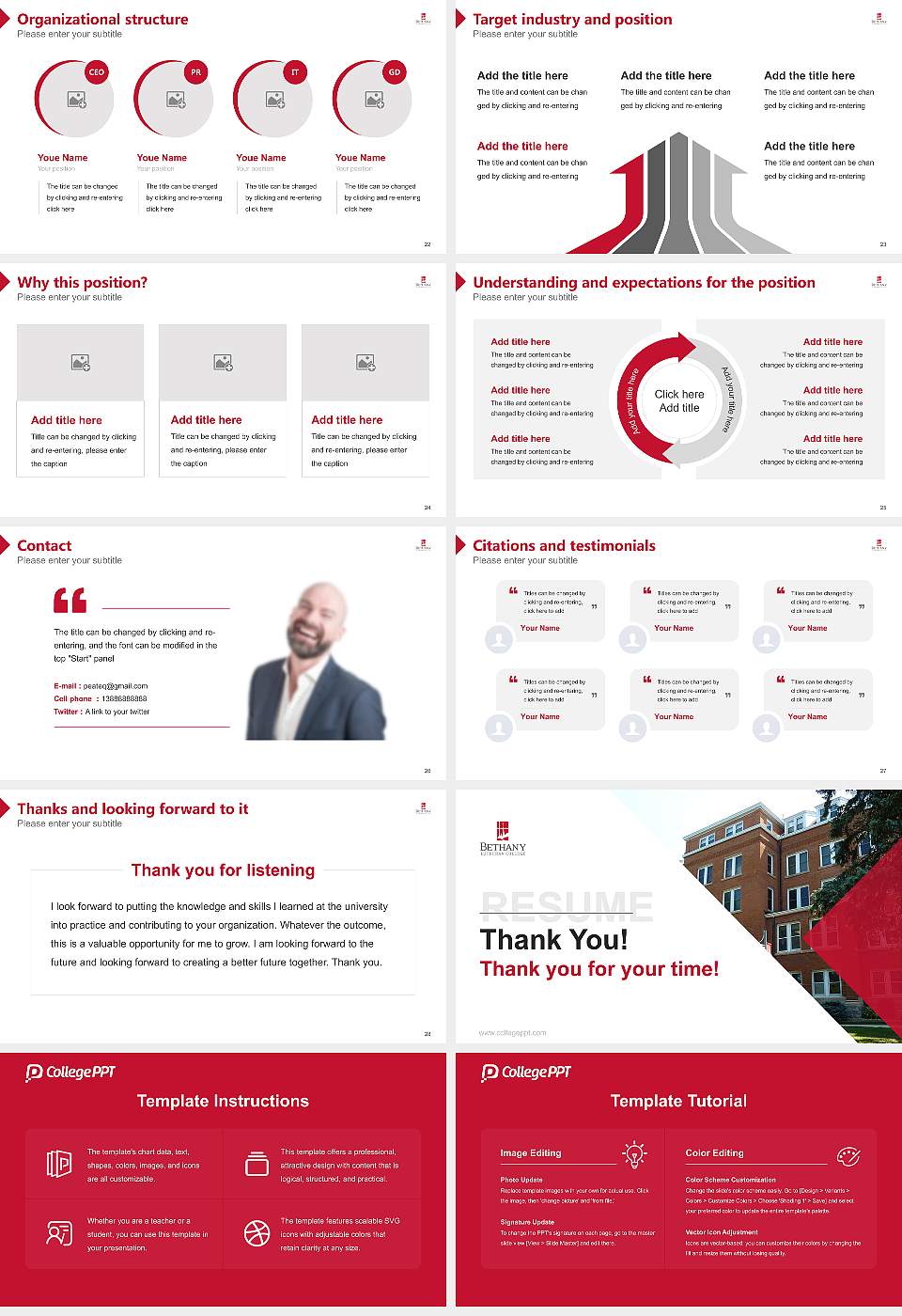 Bethany Lutheran College Resume PPT Template16:9 ratio PPT effect preview image4