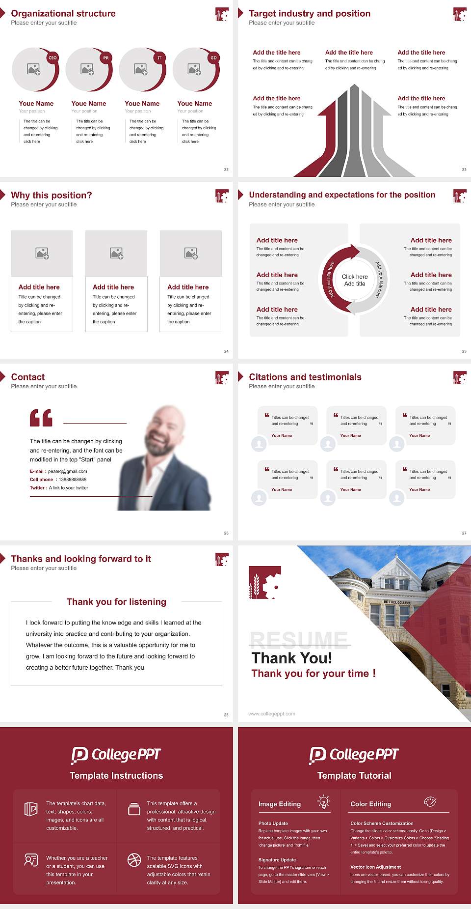 Bethel College-North Newton Resume PPT Template4:3 ratio PPT effect preview image4