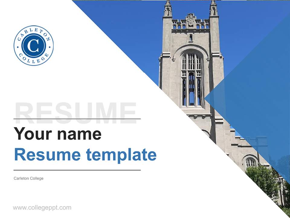 Carleton College Resume PPT Template4:3 ratio PPT effect preview image5