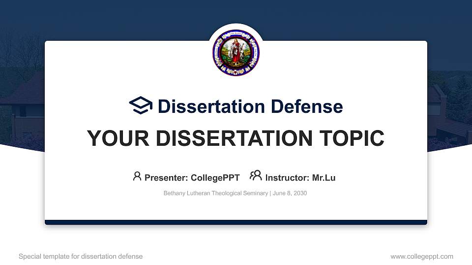 Bethany Lutheran Theological Seminary Graduation Thesis Defense PPT Template16:9 ratio PPT effect preview image1