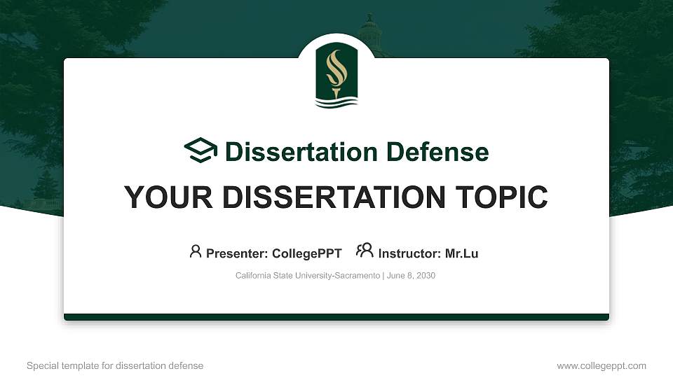 California State University-Sacramento Graduation Thesis Defense PPT Template16:9 ratio PPT effect preview image