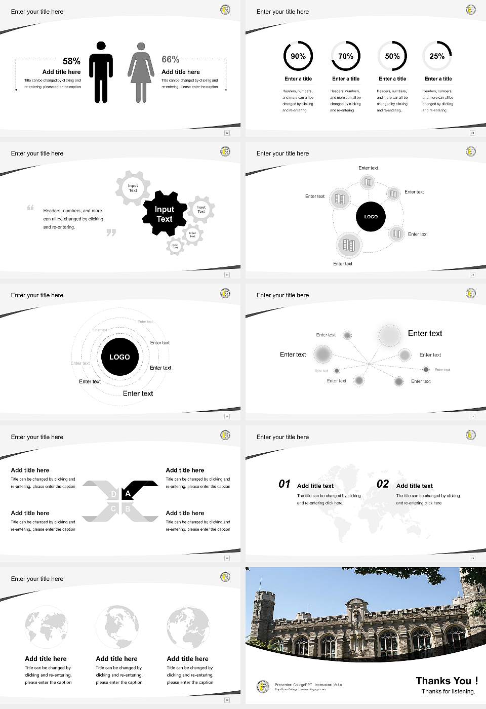 Bryn Mawr College Course/Courseware Creation PPT Template16:9 ratio PPT effect preview image4