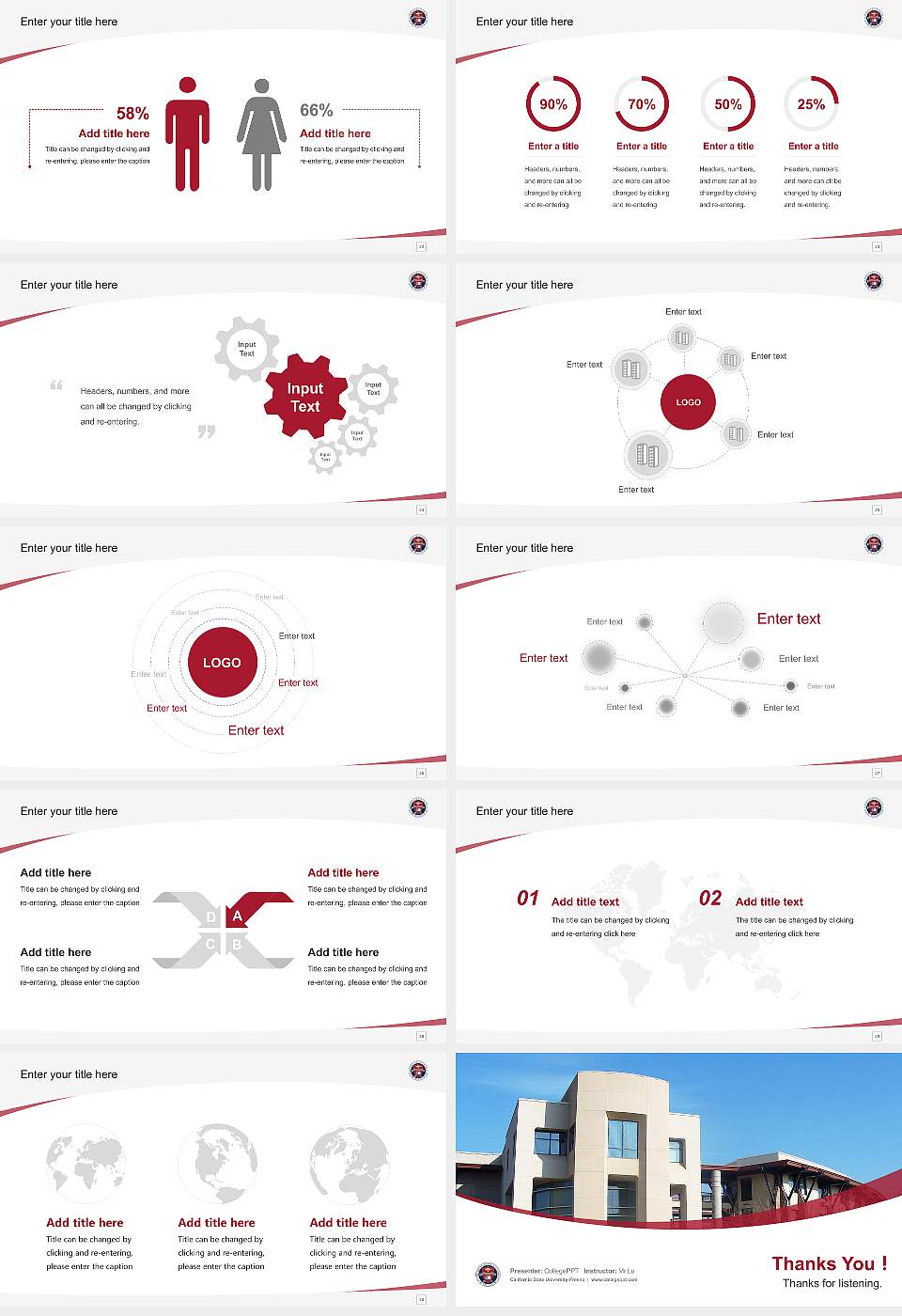 California State University-Fresno Course/Courseware Creation PPT Template16:9 ratio PPT effect preview image4