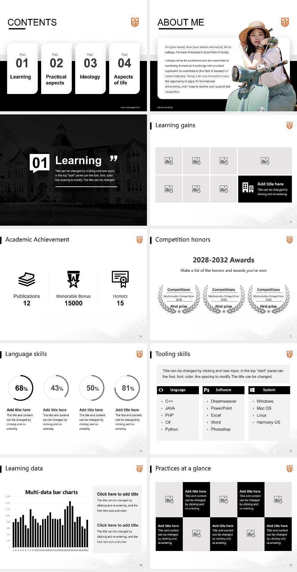 Carroll University National Scholarship Defense PPT Template4:3 ratio PPT effect preview image2