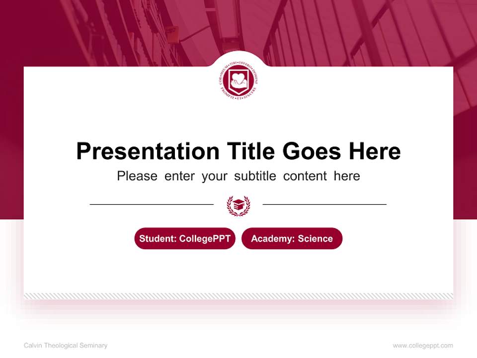 Calvin Theological Seminary National Scholarship Defense PPT Template4:3 ratio PPT effect preview image4