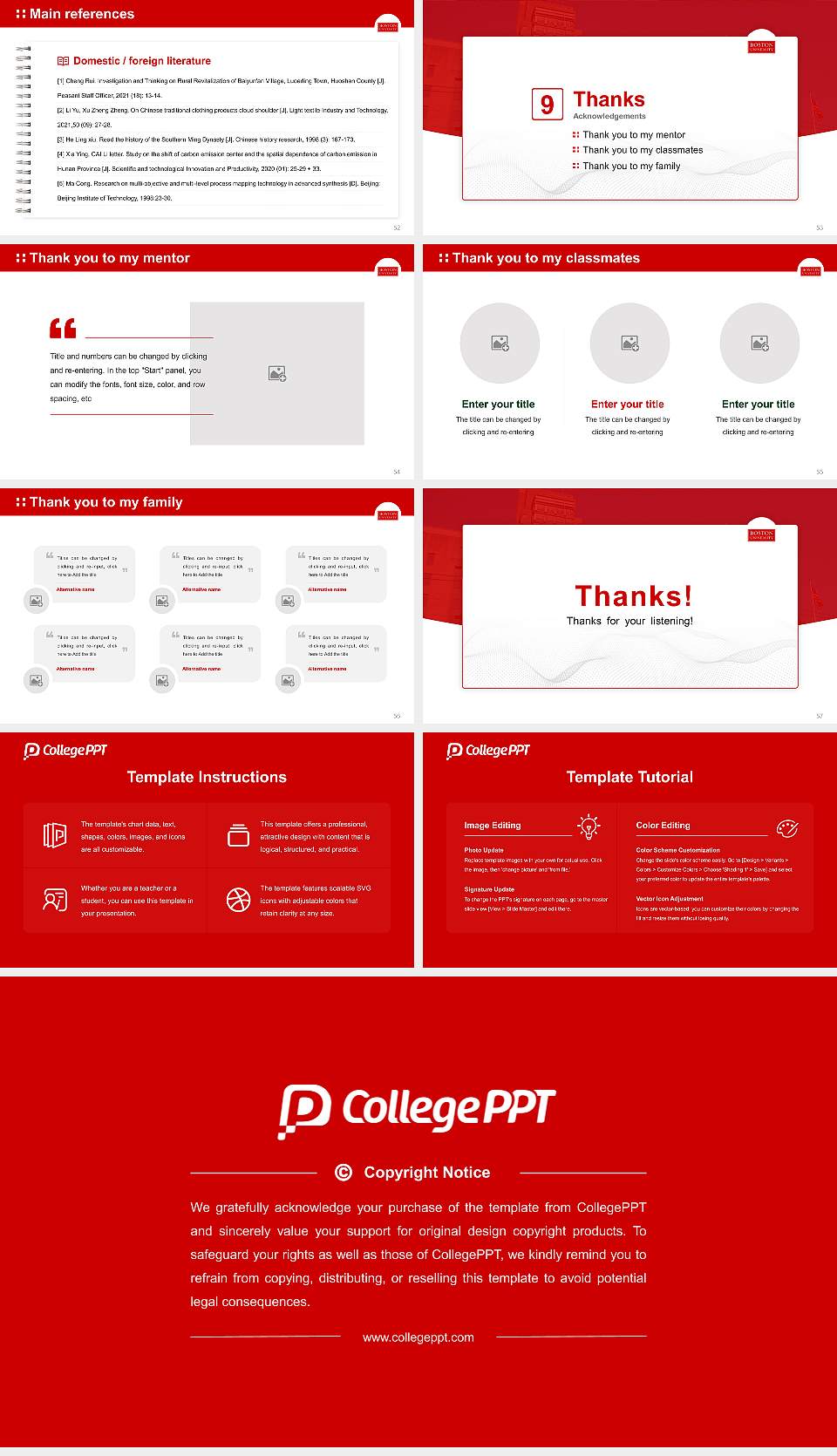 Boston University Graduation Thesis Defense PPT Template16:9 ratio PPT effect preview image7