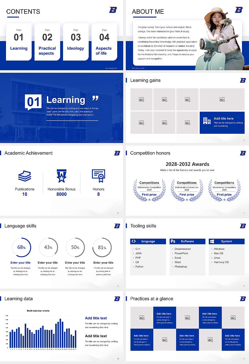 Boise State University National Scholarship Defense PPT Template16:9 ratio PPT effect preview image2