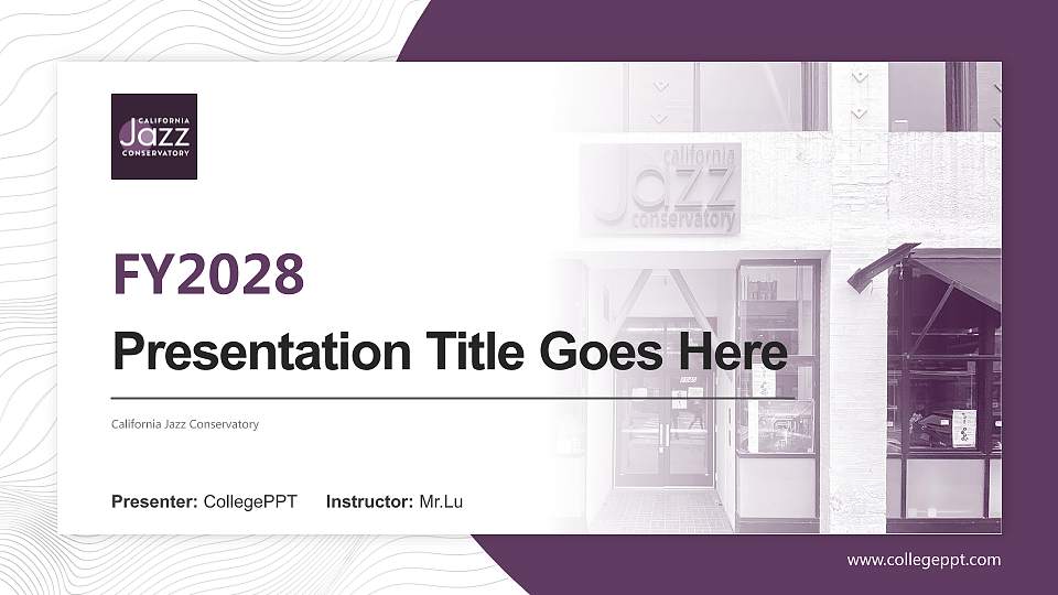 California Jazz Conservatory Academic Presentation/Research Findings Report PPT Template16:9 ratio PPT effect preview image