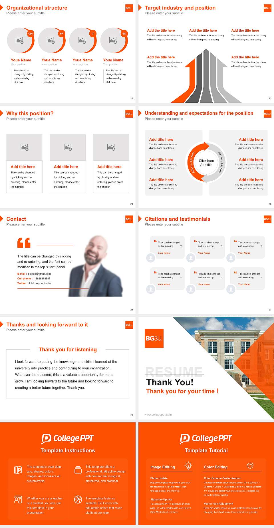 Bowling Green State University-Main Campus Resume PPT Template4:3 ratio PPT effect preview image4
