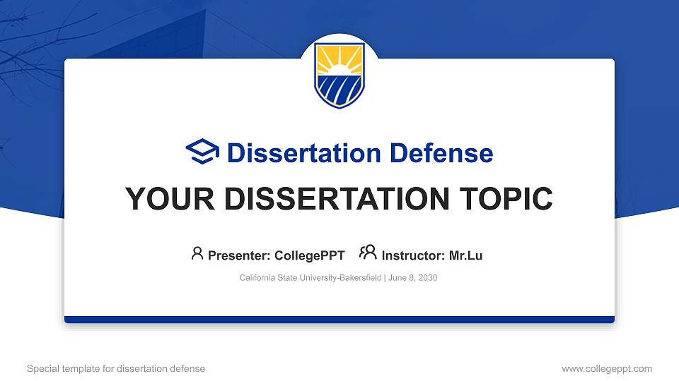 California State University-Bakersfield Graduation Thesis Defense PPT Template16:9 ratio PPT effect preview image