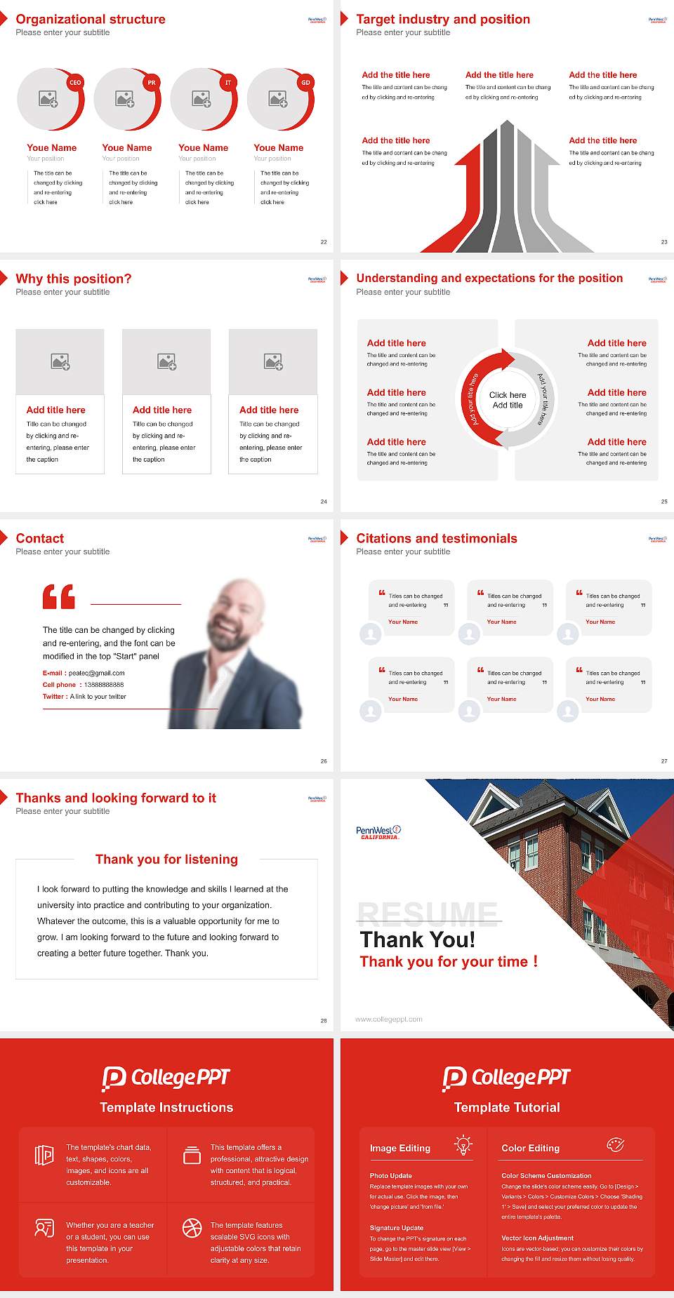California University of Pennsylvania Resume PPT Template4:3 ratio PPT effect preview image4