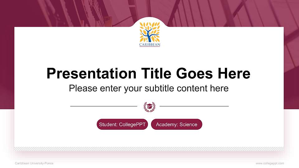 Caribbean University-Ponce National Scholarship Defense PPT Template16:9 ratio PPT effect preview image
