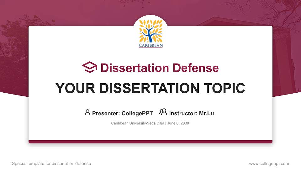 Caribbean University-Vega Baja Graduation Thesis Defense PPT Template16:9 ratio PPT effect preview image