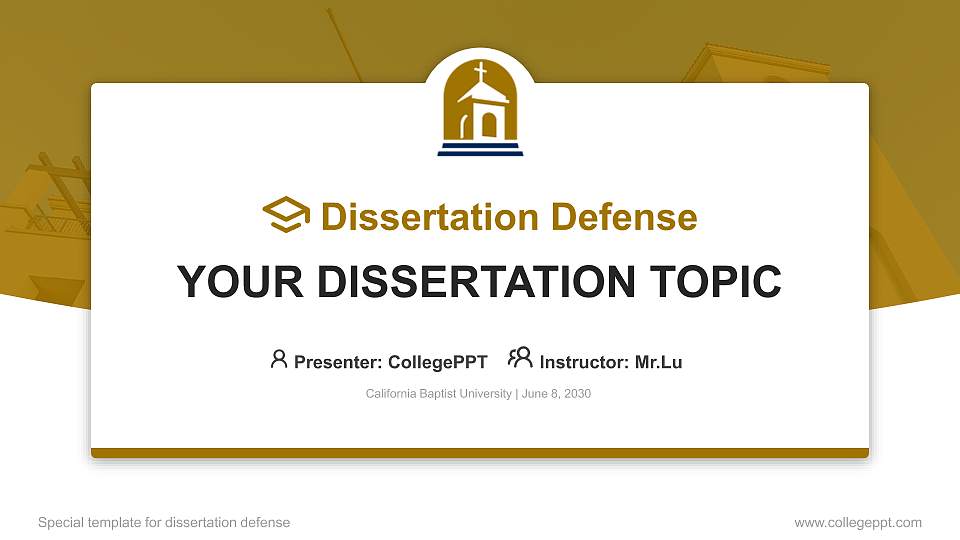 California Baptist University Graduation Thesis Defense PPT Template16:9 ratio PPT effect preview image