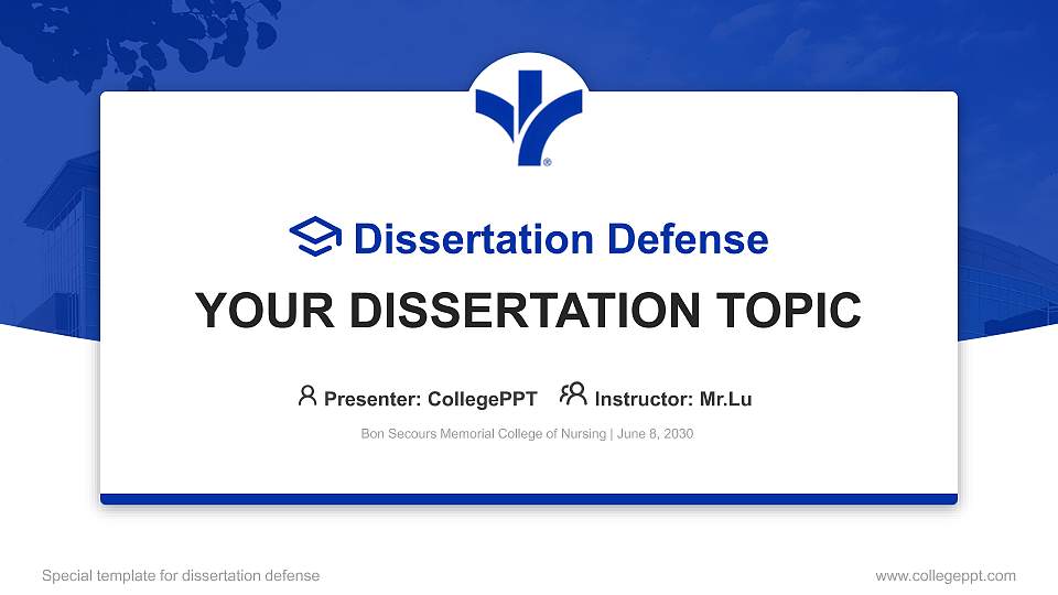 Bon Secours Memorial College of Nursing Graduation Thesis Defense PPT Template16:9 ratio PPT effect preview image