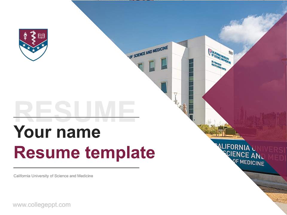 California University of Science and Medicine Resume PPT Template4:3 ratio PPT effect preview image5