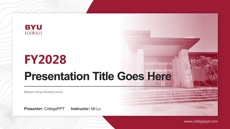 Brigham Young University-Hawaii Academic Presentation/Research Findings Report PPT Template16:9 ratio PPT effect preview image