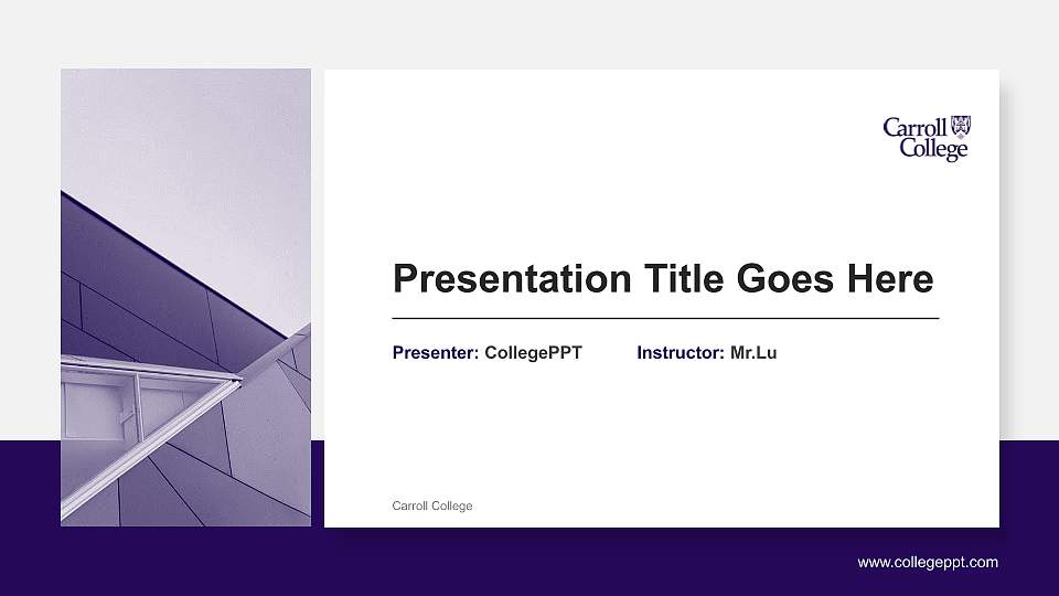 Carroll College General Purpose PPT Template16:9 ratio PPT effect preview image