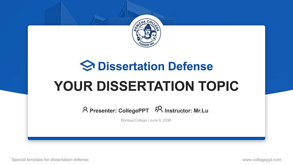 Boricua College Graduation Thesis Defense PPT Template16:9 ratio PPT effect preview image