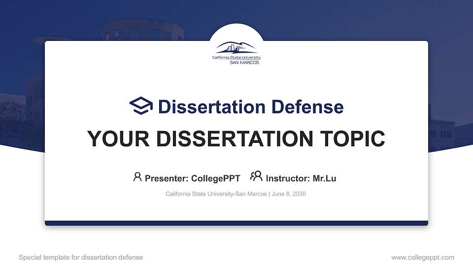 California State University-San Marcos Graduation Thesis Defense PPT Template16:9 ratio PPT effect preview image