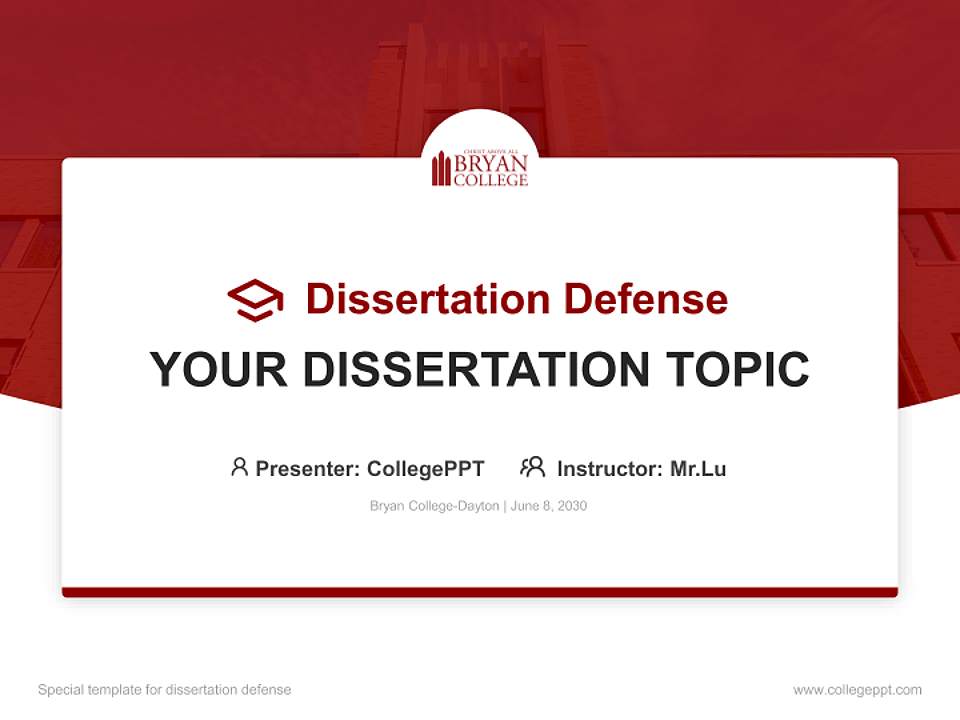Bryan College-Dayton Graduation Thesis Defense PPT Template4:3 ratio PPT effect preview image7