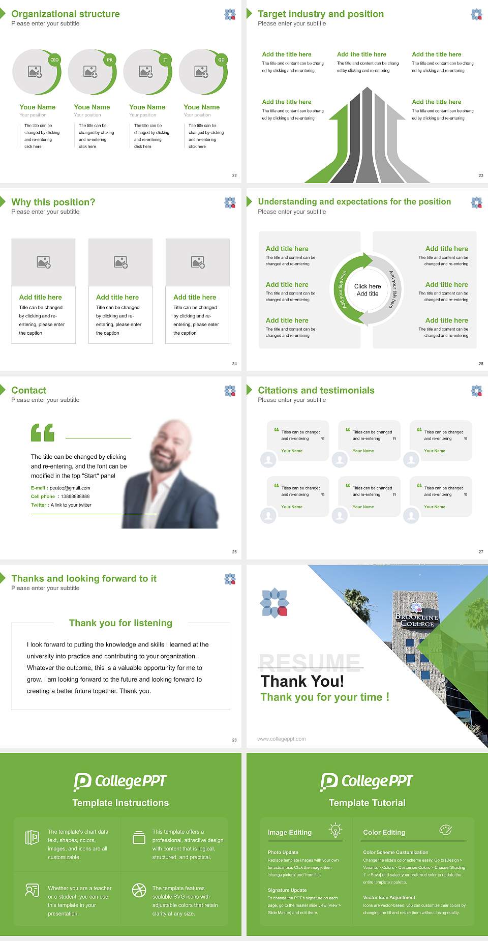 Brookline College-Phoenix Resume PPT Template4:3 ratio PPT effect preview image4