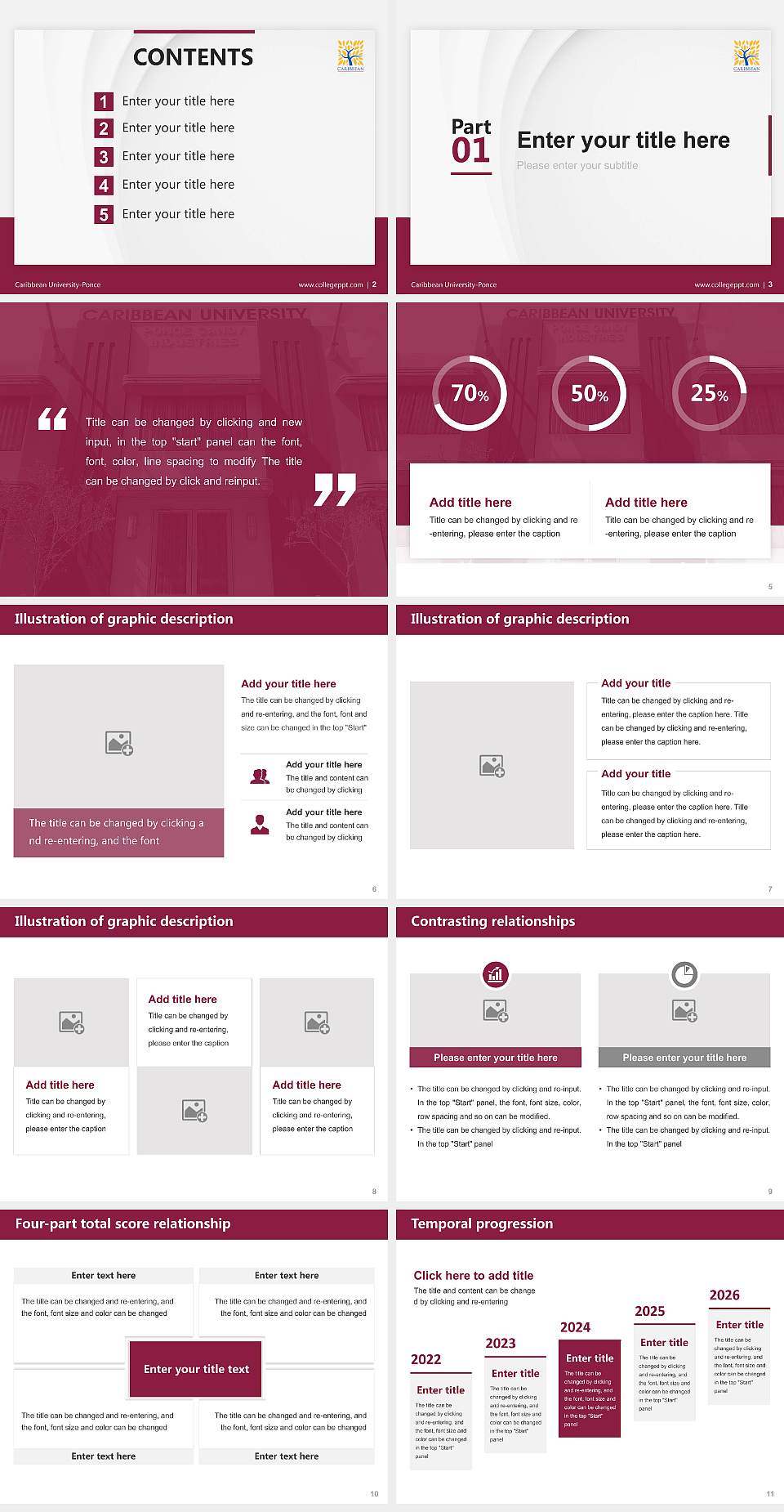 Caribbean University-Ponce Thesis Proposal/Graduation Defense PPT Template4:3 ratio PPT effect preview image2