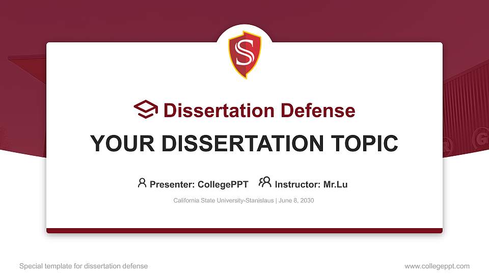 California State University-Stanislaus Graduation Thesis Defense PPT Template16:9 ratio PPT effect preview image